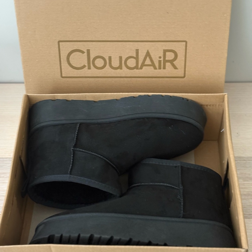 🖤 CloudAIR Black Platform Ankle Boots | Cozy Faux Suede Lined Booties - Picture 11 of 11